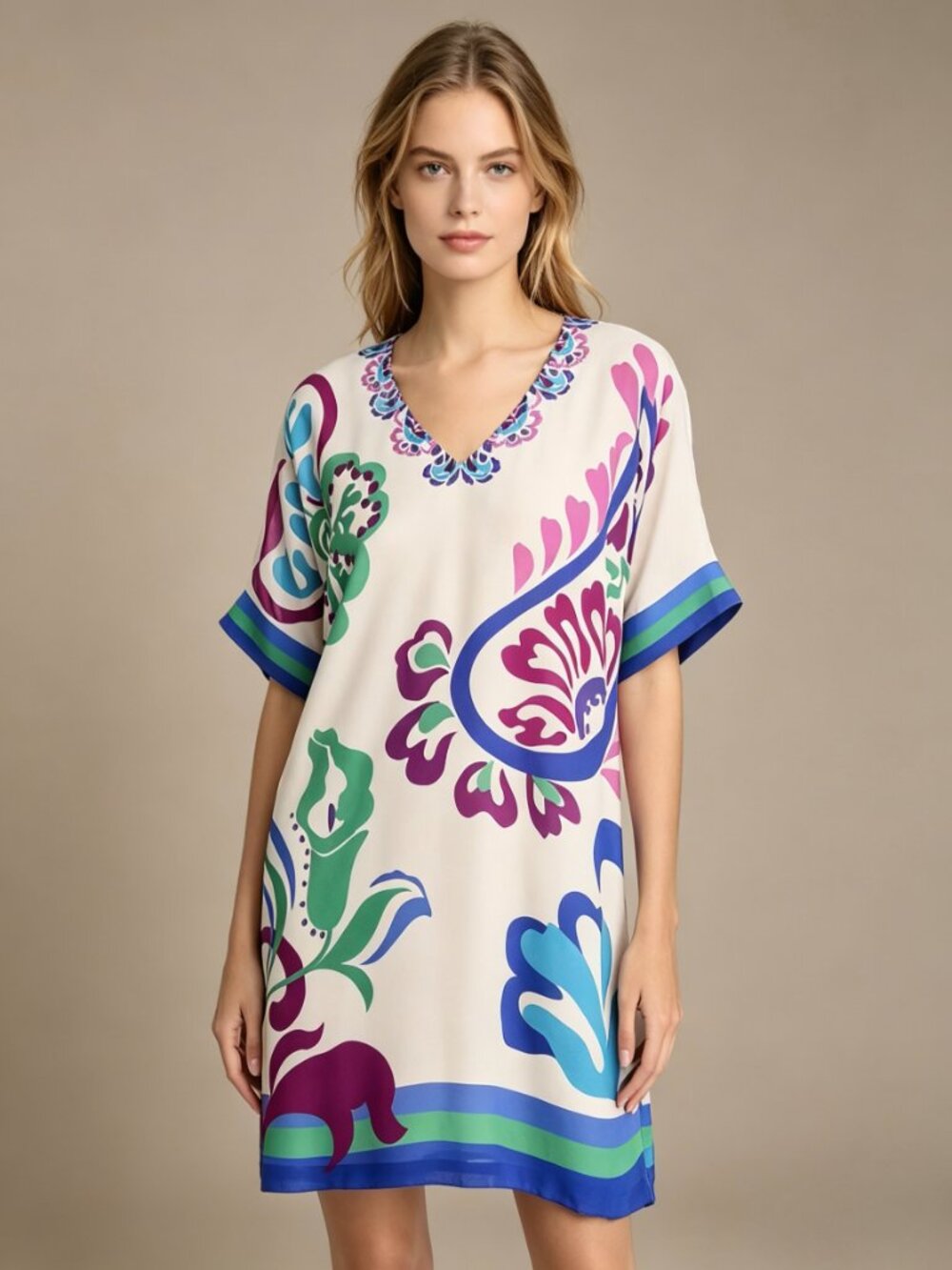 $ 398 NWOT JOHNNY WAS Floral Silk Blend Tate Printed Shift Minidress Size XS